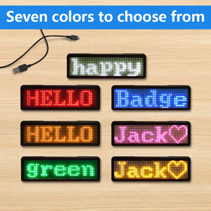 ป้ายไฟ LED ขนาดเล็กแบบแม่เหล็ก สวมใส่ได้ ใช้ซ้ำได้ ตั้งโปรแกรมได้ ป้ายชื่อ LED แบบเลื่อนข้อความ - Product Image 2