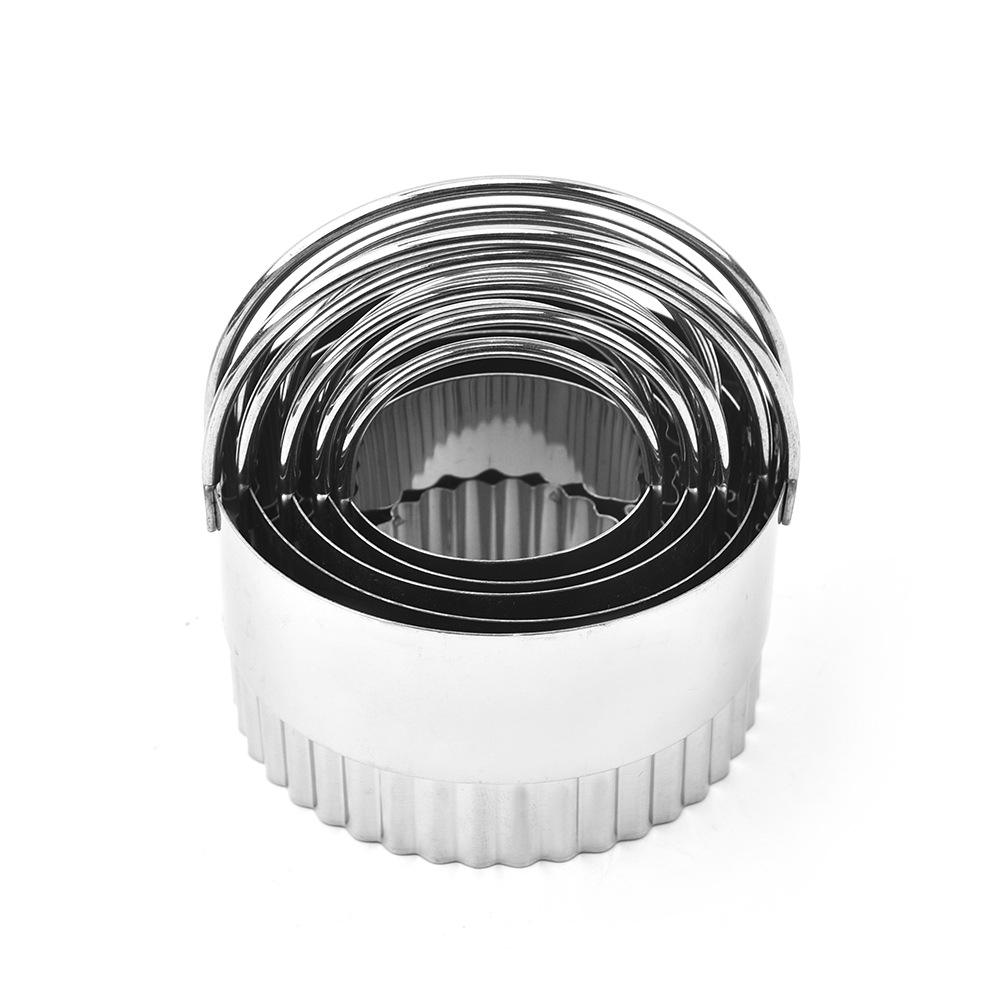 Juego de cestas colgantes redondas dentadas plateadas de 5 piezas