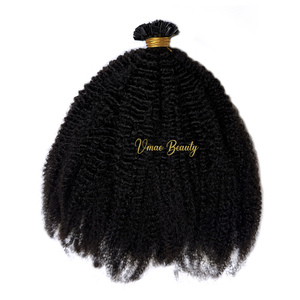 VMAE <span class=keywords><strong>Extension</strong></span> <span class=keywords><strong>Capelli</strong></span> Umani Birmani Grezzi Non Trattati 100g I-Tip Punta Piatta K I-Tip Spesse con Punte Piene Ricci Afro Kinky - Product Image 3