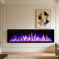 Cheminée électrique avec flammes multicolores, minuterie, télécommande, protection contre la surchauffe, pour salon