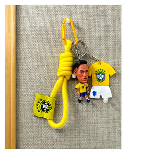 Souvenir de supporter de football Argentine Portugal Star Doll Jersey Porte-clés Ensemble de trois pièces Lanière Ronaldo Neymar Pendentif Décoration - Product Image 1