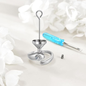 Cincin guci batu Ulang Tahun baja tahan karat untuk abu hewan peliharaan anjing kucing perhiasan kremasi peringatan batu kelahiran untuk wanita - Product Image 3