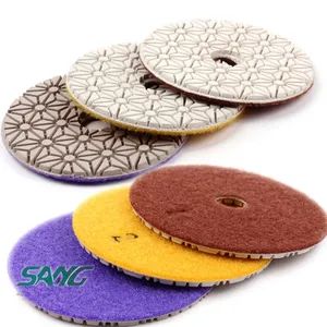 4 Inch Diamond 3 Langkah Fleksibel Polishing Pads untuk Poles Marmer Granit Beton