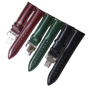 <span class=keywords><strong>Cinturino</strong></span> per orologio da uomo in <span class=keywords><strong>pelle</strong></span> cordovan <span class=keywords><strong>verde</strong></span> liscio di fascia alta da 22mm con <span class=keywords><strong>cinturino</strong></span> in <span class=keywords><strong>pelle</strong></span> pieno fiore con chiusura a farfalla di distribuzione - Product Image 2
