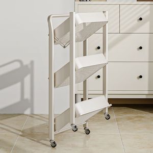 Storage <b>Cart</b> 3 Tier <b>Foldable</b> Movable Kitchen Bedroom Office Organizer Easy Cleaning Rectangle Standing Type - Product Image 3