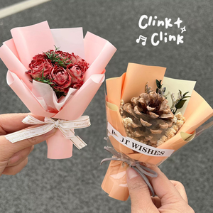 Mini bouquet <span class=keywords><strong>de</strong></span> roses séchées faites à la main <span class=keywords><strong>de</strong></span> 12 cm, fleurs séchées, cadeaux souvenirs DIY pour fille, pour étudiante, décorations pour la Saint-Valentin - Product Image 2