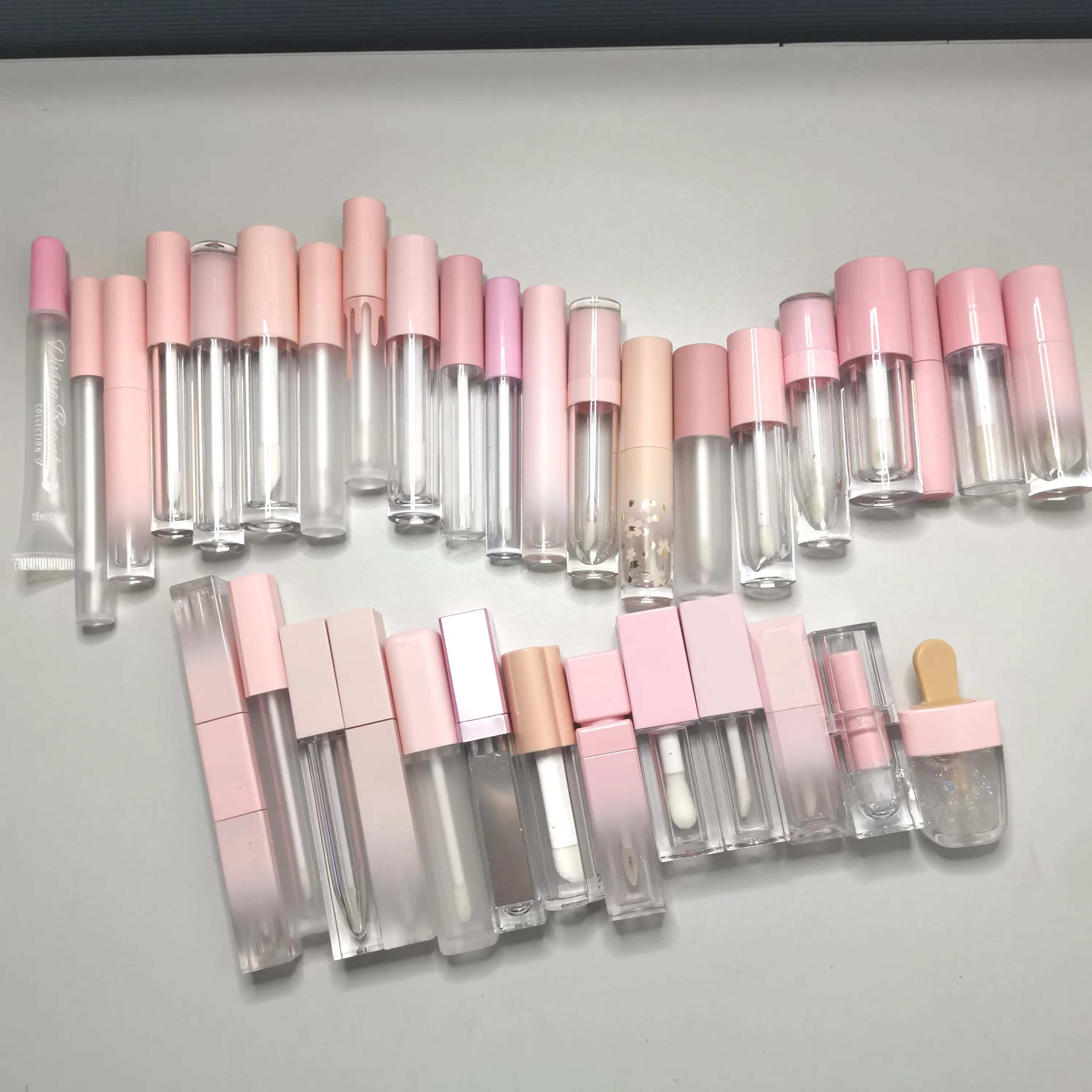 Tubo de brillo de labios personalizado, serie rosa, 2ml, 5ml, 7ml, 10ml, 15ml
