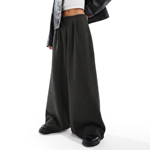 Pantalon de survêtement personnalisé pour femme, coupe large, taille haute élastique, en molleton, style streetwear, idéal pour l'été, OEM ODM - Product Image 3