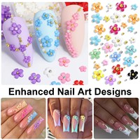 Décorations d'ongles en résine ZHI JIA, fleurs à cinq pétales, décorations d'ongles en forme de fleurs mélangées, colorées, 6 grilles/12 grilles/24 grilles