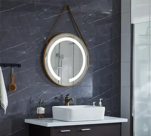 Круглый умный водонепроницаемый зеркальный светодиодный светильник для ванной комнаты, для отеля, зеркало для бритья со светодиодными лампами, рынок Дубая