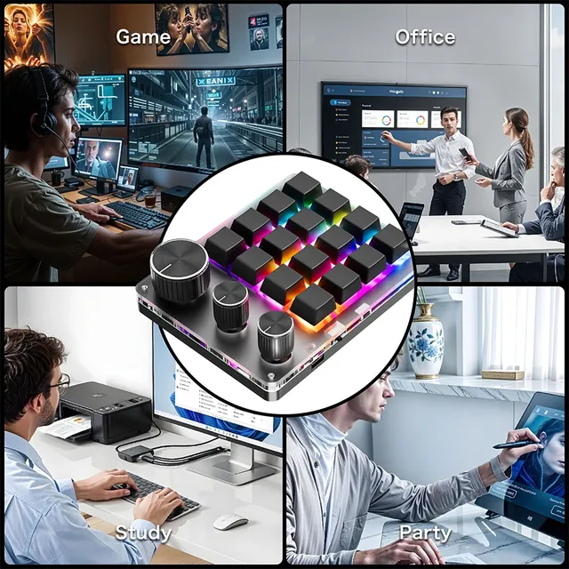 2.4G Customize 3 Modes USB Custom Mechanical Keyboard Knob Volume Button Programming Macro Gaming 16 Key