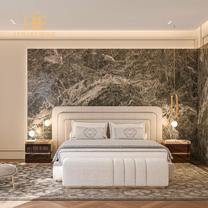 Chambre à coucher <span class=keywords><strong>de</strong></span> luxe fond en velours intérieur <span class=keywords><strong>tête</strong></span> <span class=keywords><strong>de</strong></span> <span class=keywords><strong>lit</strong></span> personnalisée avec lumière LED <span class=keywords><strong>décoration</strong></span> <span class=keywords><strong>murale</strong></span> panneau mural en tissu rembourré - Product Image 3