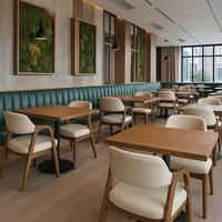 Chaises de restaurant en bois de frêne de style nordique, dossier incurvé ergonomique, siège rembourré, ensemble de table à manger en métal