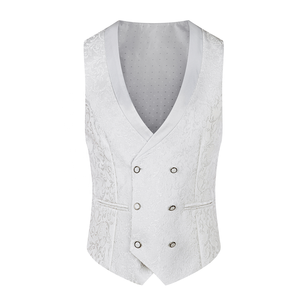 Ensemble de costume jacquard pour <span class=keywords><strong>homme</strong></span> populaire, veste, gilet, <span class=keywords><strong>pantalon</strong></span>, noir et <span class=keywords><strong>blanc</strong></span>, costume de mariage, costume de soirée, grande <span class=keywords><strong>taille</strong></span> pour <span class=keywords><strong>homme</strong></span> - Product Image 2