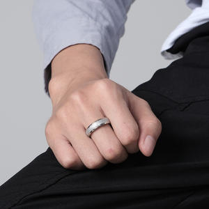 Frosted Titanium Steel <b>Ring</b> Unisex Geometric Design Gold Black Steel Color Gift Jewelry - Product Image 5