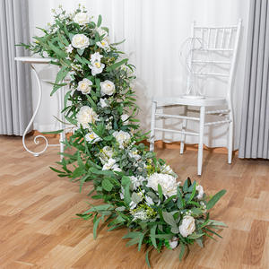 Tavolo da pranzo a parete di Rose con decorazione per matrimonio all'aperto a fila lunga nuova <span class=keywords><strong>sala</strong></span> espositiva per fiori artificiale - Product Image 2