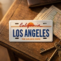 Plaque d'immatriculation de voiture en métal gravée sur mesure, plaque d'immatriculation de moto vierge, plaque de voiture, plaque d'immatriculation de Los Angeles, aimant de réfrigérateur