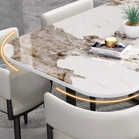 Table à manger minimaliste en marbre pour 6 personnes, ensemble moderne pour restaurant, salle à manger et chaises