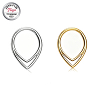 Anneau de piercing pour le nez en titane G23 ASTM F136 poli miroir en forme de goutte d'eau, clicker pour septum, hypoallergénique, anneau pour l'oreille Daith, bijoux de corps