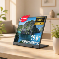 Moniteur portable 15,6 pouces FHD 1080P ultra fin et léger avec étui de protection, port USB pour ordinateur portable, voyages d'affaires