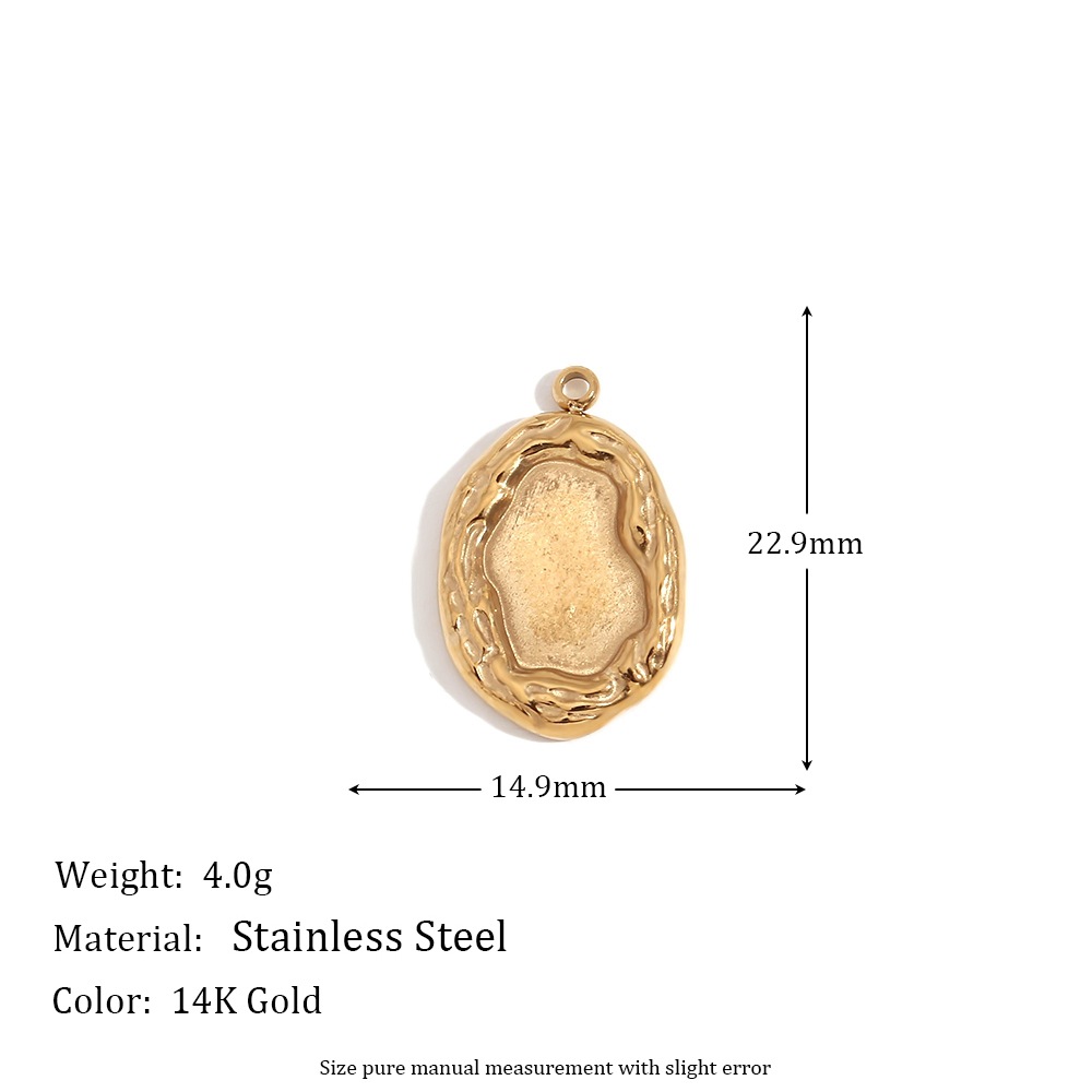 Irregular inner groove oval magic mirror pendant - gold