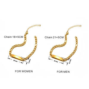 Bracciale Personalizzabile con Targhetta ID in Acciaio Inox Placcato Oro 18K per Uomo e Donna, Bracciale a Catena Cubana con Incisione Personalizzata - Product Image 6