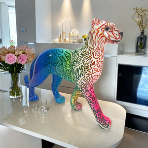 Sculture Uniche di Animali in Resina Graffiti, Decorazioni per la Casa di <span class=keywords><strong>Pantera</strong></span> e Leopardo Strisciante - Product Image 6