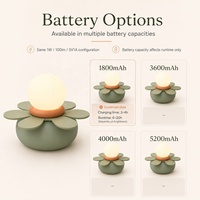 Lampe de table à fleurs 3D imprimée, rechargeable USB-C DC/AC, à profil bas, simple, avec variateur tactile pour restaurant/café/hôtellerie