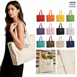 Bolsa de Tela de Algodón Reutilizable Extra Grande con Logotipo Personalizado, Bolsa de Compras Ecológica para Supermercado y Mercado - Product Image 1