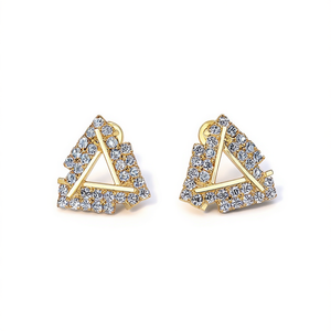 Orecchini a Perno Geometrici Placcati Oro con Cristalli e Strass per Uso Quotidiano Femminile - Product Image 1