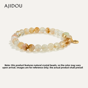 สร้อยข้อมือผู้หญิง AJIDOU ประดับคริสตัลสีเหลือง อาเกต และเพชรเทียม ดีไซน์รูปน้ำเต้าแบบจีน ประดับลูกปัดเสริมสิริมงคล - Product Image 5