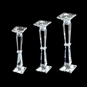 Set Of 3 Wedding Favors Glass Crystal Candlestick Candle Holders MH-Z0284