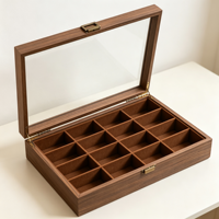 Boîte de présentation portable haut de gamme SHN-62 en bois de noyer grainé, style vintage, anti-poussière, multi-compartiments, pour lunettes