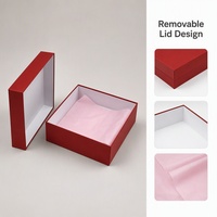 Boîte cadeau rouge avec couvercle amovible, emballage de luxe pour bijoux de mariage, cosmétiques, vêtements et présentation de cadeaux