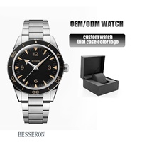 Montre de luxe pour homme, personnalisée, à quartz, avec verre saphir, bracelet et boîtier en acier inoxydable, étanche, avec aiguilles