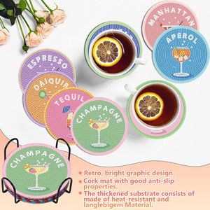 Kit de Posavasos de Arte con Diamantes para Adultos, Posavasos de Pintura con Diamantes para Cócteles con Soporte, Manualidades de Arte con <span class=keywords><strong>Gemas</strong></span> 5D, Puntos de Diamantes - Product Image 2