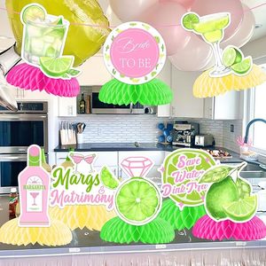 Centrotavola a nido d'ape per addio al nubilato, decorazioni per addio al nubilato con tema Margaritas e Matrimonio, topper da tavolo a forma di anello con diamante per cocktail al limone - Product Image 2
