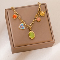 Chaîne multicouche en plaqué or PVD Offre Spéciale Collier d'amour en forme de cœur Pendentif étoile papillon Collier en acier inoxydable avec perle et diamant