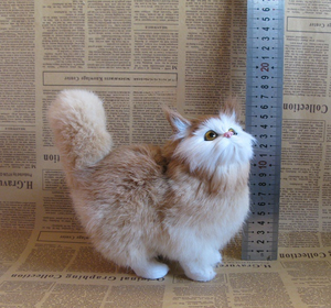 Animaux en peluche faits à la main uniques simulés mignon petit chat jaune blanc modèle statique pour noël décoration de la maison fournitures 2024 - Product Image 4
