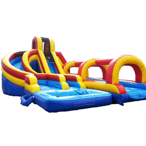 Nhà sản xuất chuyên nghiệp PVC chất liệu Inflatable trượt N trượt công viên nước Inflatable Ba làn đường trượt nước với hồ bơi cho trẻ em - Product Image 3