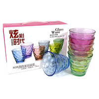 Ensemble de verres à eau en verre coloré, boîte cadeau, 6 pièces