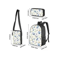 Tas Ransel Anti Air Shell Print 3Pcs/Set dengan Tas Selempang & Tas Pensil Kapasitas 20-35L untuk Siswa/Siswi