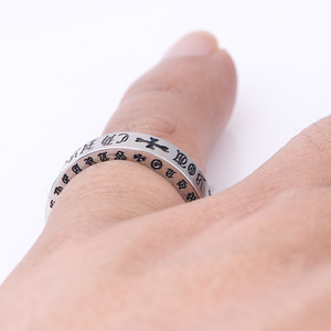 Bague en acier inoxydable 304 de 7 mm avec chiffres romains vieillis, bijou cadeau - Product Image 5