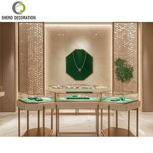 Vitrine de présentation de bijoux en verre d'usine, vitrine de présentation de bijoux haut de gamme pour bijoux en bois, comptoir de présentation de magasin de bijoux - Product Image 1