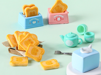 Faire semblant de jouer mini ensemble de cuisine animaux grenouille lapin ours chat grille-pain et toast résine breloques pain cuisine nourriture jouets pour enfants filles