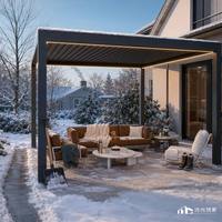 Pérgola Eléctrica con Techo Motorizado de Aluminio AL6063-T6, con Luces LED, Canaletas y Columnas Gruesas, para Jardín, Villa o Piscina, con Recubrimiento en Polvo