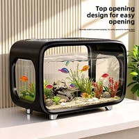 Aquarium transparent sur mesure de qualité supérieure, petit écosystème pour poissons et tortues, idéal pour la décoration de la maison, du salon, du balcon et comme habitat pour animaux aquatiques.