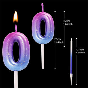 7e Bougie d'anniversaire en forme de chiffre rose, bleue et violette, mignonne, pour gâteau, pour filles, anniversaire, mariage, anniversaire de mariage, décorations de gâteaux - Product Image 6