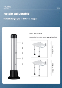 Kursi mandi lipat tempel dinding untuk lansia, perlengkapan terapi rehabilitasi kamar mandi antiselip, kursi keselamatan kamar mandi - Product Image 6
