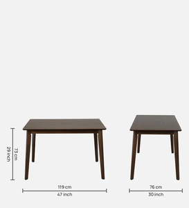 Juego de Comedor de Madera Maciza para 4 Personas en Acabado Nogal y Gris Claro con Construcción Duradera, Diseño Elegante y Asientos Cómodos - Product Image 4
